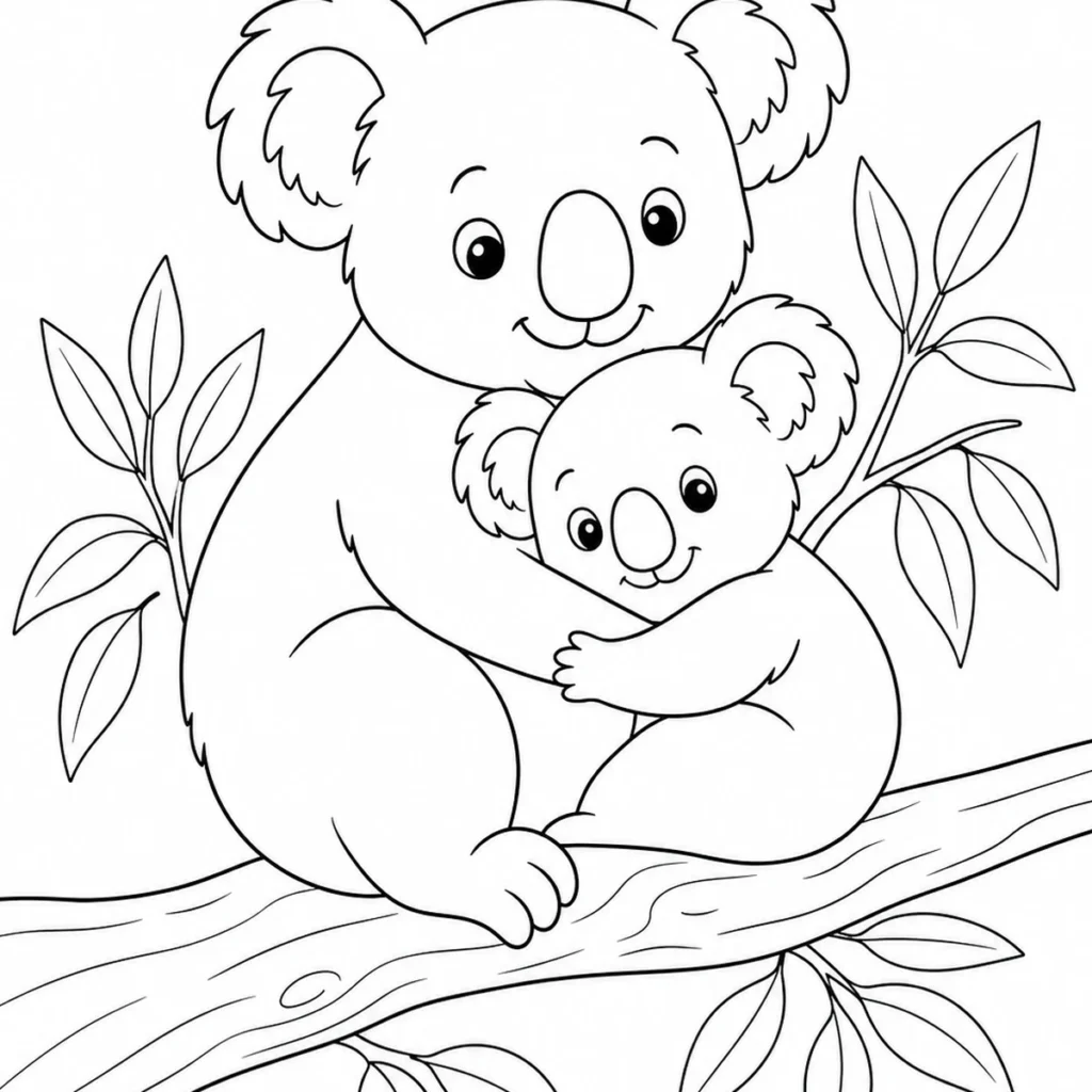Un tendre câlin entre un koala et son petit